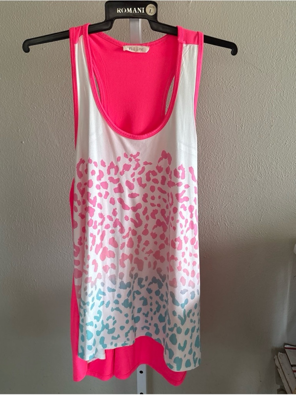 Hot Pink & White Ombre Animal Print Tank Size Small